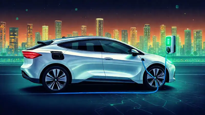 Carga eléctrica en ciudad futurista