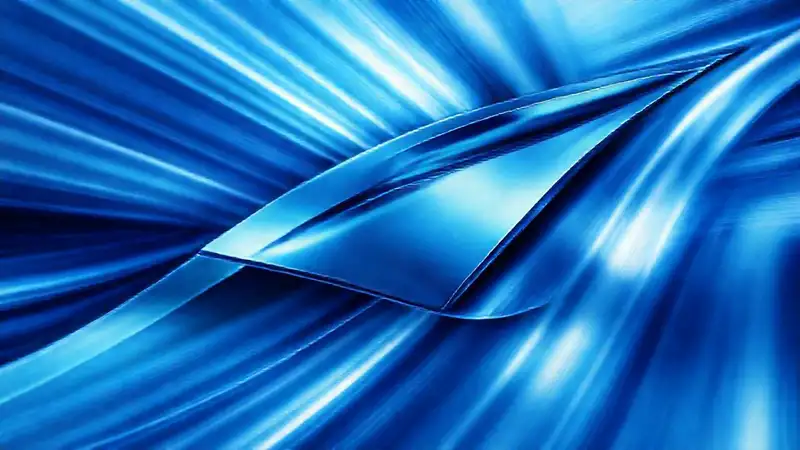 Un diseño futurista azul y plateado en movimiento