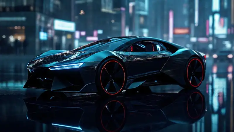 Coche futurista: diseño minimalista y digital