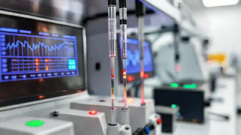 Laboratorio moderno mide electrodos con precisión