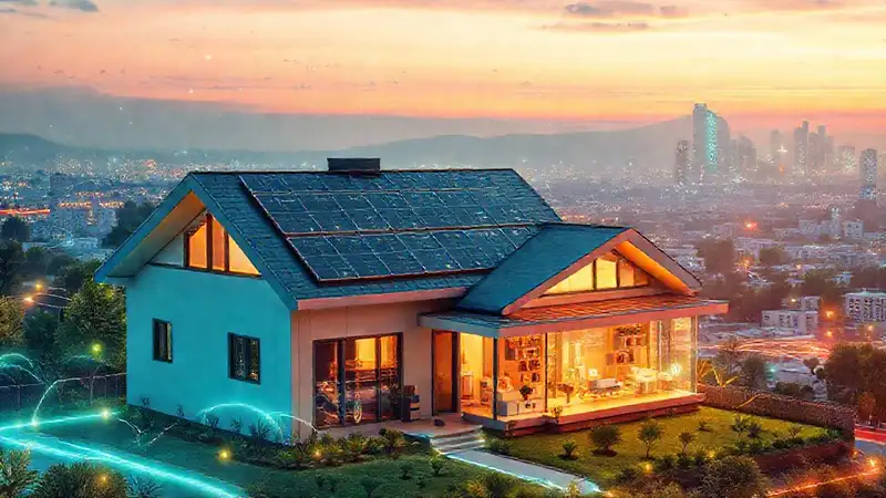 Un hogar futurista genera energía brillante