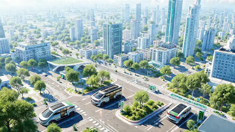 Una ciudad futurista, sostenible y brillante