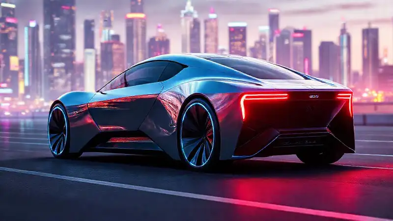 Coche eléctrico futurista: diseño modular brillante