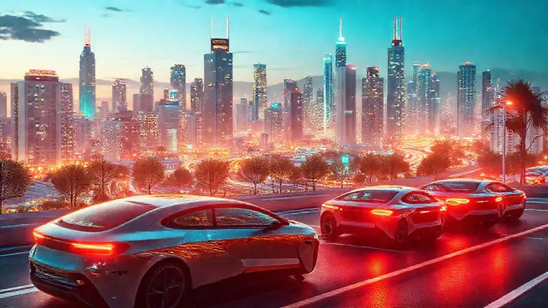 Ciudad futurista, energía limpia y brillante
