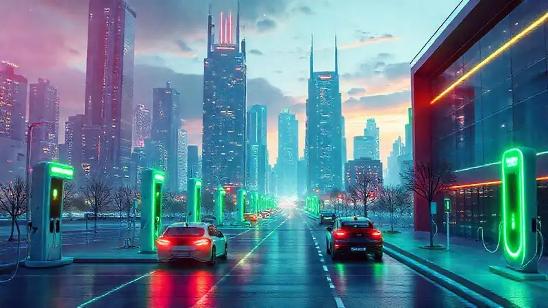 Ciudad futurista eléctrica