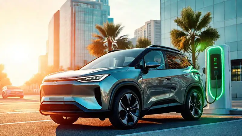 Un SUV eléctrico elegante desliza la ciudad