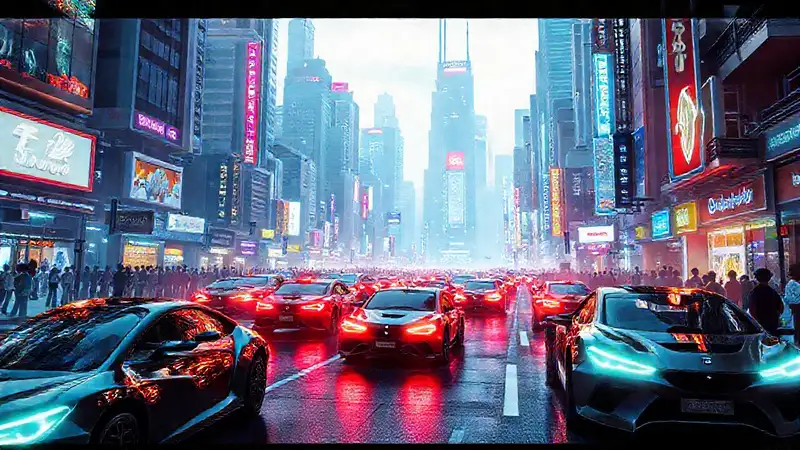 Una ciudad futurista resplandece con tecnología