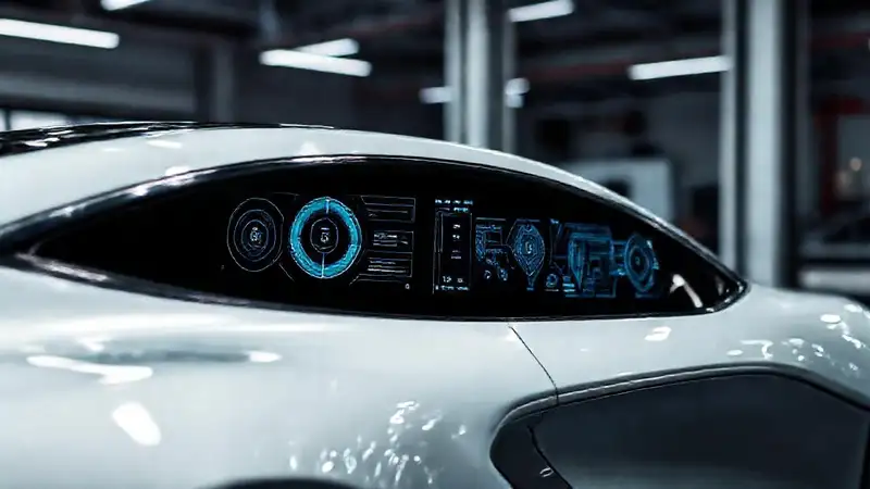 Coche moderno exhibe interfaz digital brillante