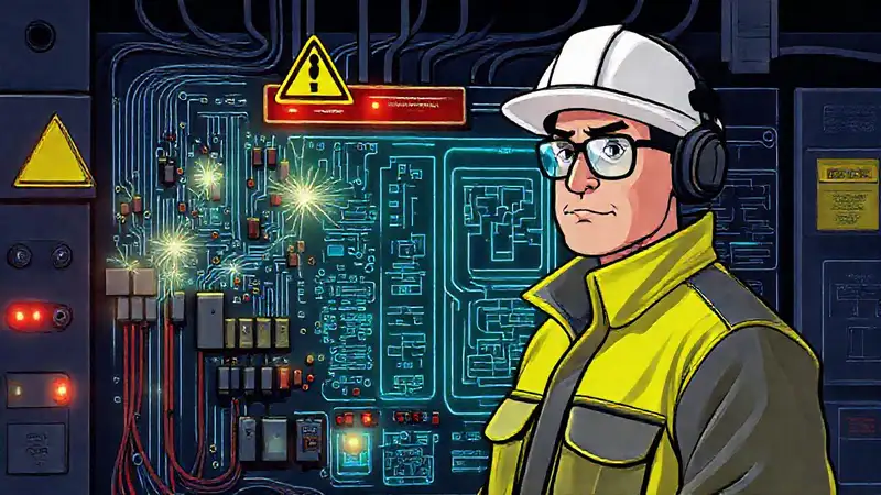Técnico trabaja con componentes electrónicos peligrosos