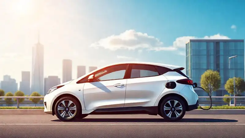 Coche eléctrico moderno, elegante y optimista