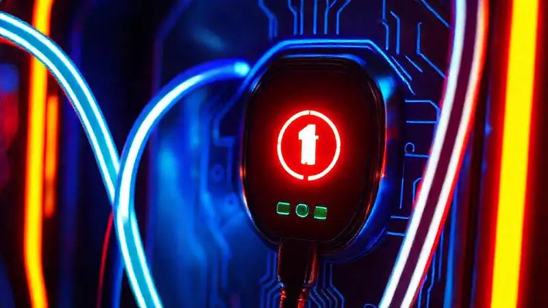 Estación de carga futurista, tecnología brillante