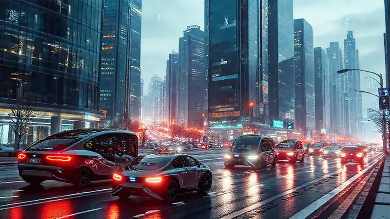 Ciudad futurista, sostenible y luminosa