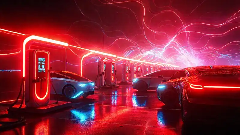 Estación futurista de carga luminosa y elegante