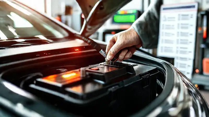 Un mecánico diagnostica un coche eléctrico