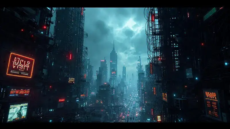 Ciudad futurista distópica