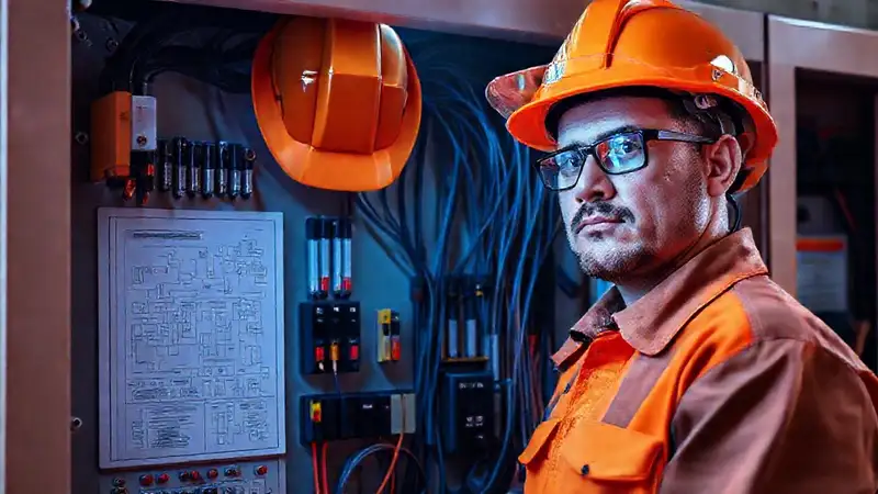 Electricista trabaja con seguridad y precisión