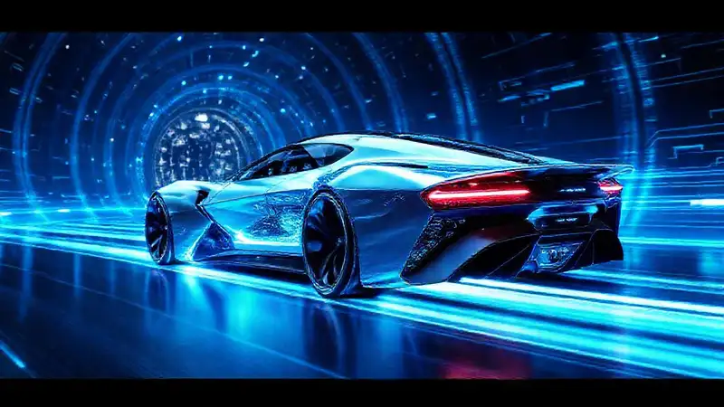 Coche eléctrico futurista, diseño elegante y azul