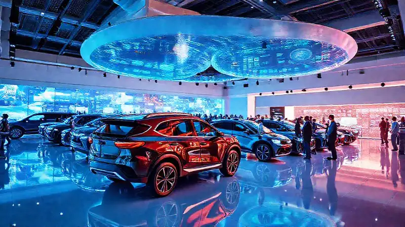 Un salón de autos futurista