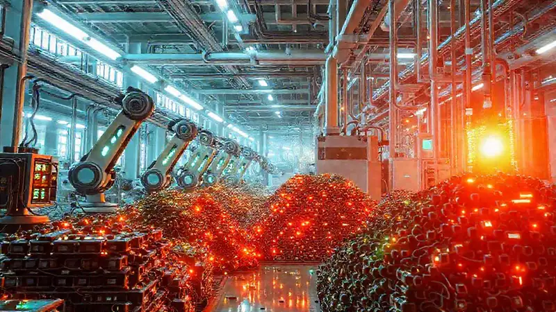 Una planta de reciclaje futurista y brillante