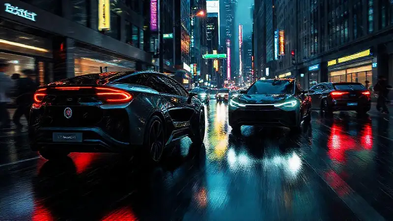 Fiat eléctrico futurista: diseño urbano dramático
