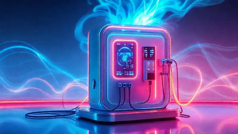 Estación de carga futurista, energía vibrante