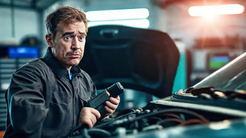 El mecánico busca una solución al motor