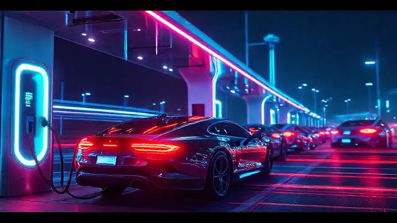 Estación de carga futurista, energía vibrante