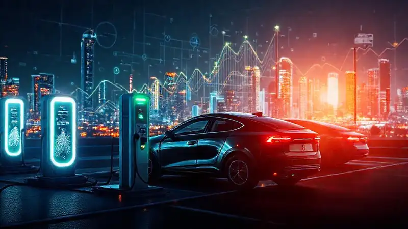 Carga eléctrica visualizada en ciudades futuristas