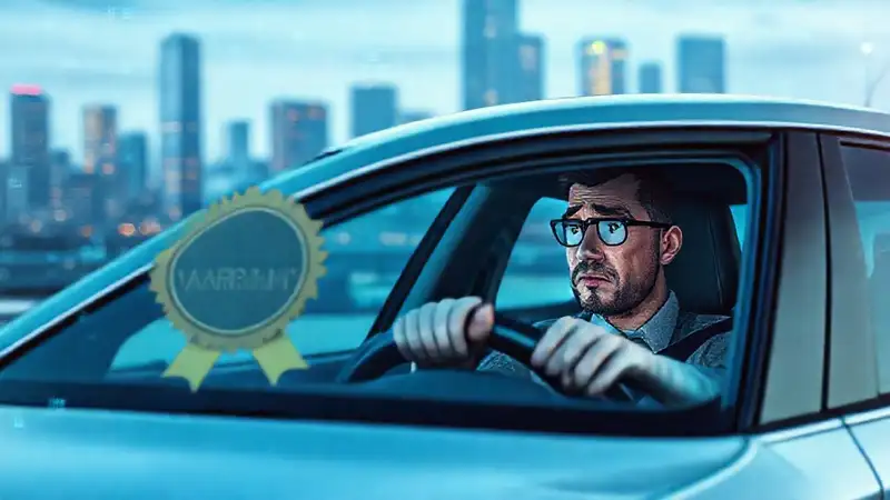 Un conductor confuso observa un coche eléctrico