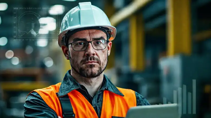 Un trabajador analiza datos de seguridad industrial