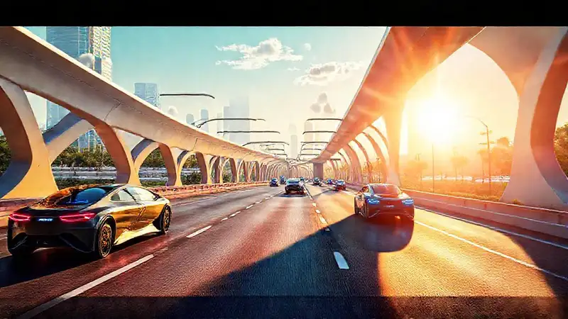 Autopistas futuristas eléctricas iluminan 2025