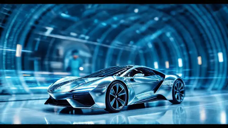 Túnel de viento futurista muestra datos holográficos