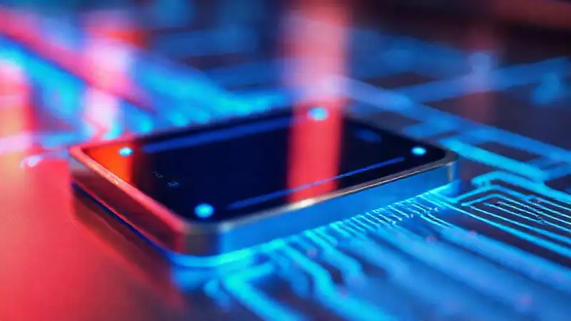 Un pad futurista emite energía azul