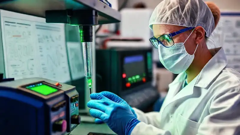 Técnico evalúa baterías en laboratorio