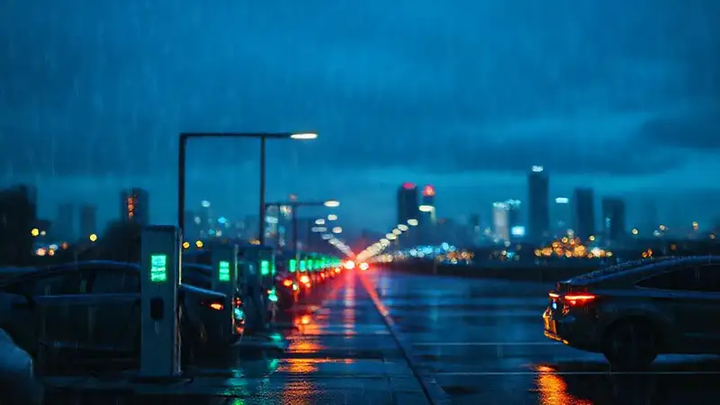 Estaciones de carga eléctrica iluminan la ciudad