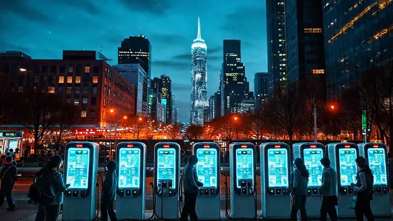 Ciudades futuristas con carga eléctrica