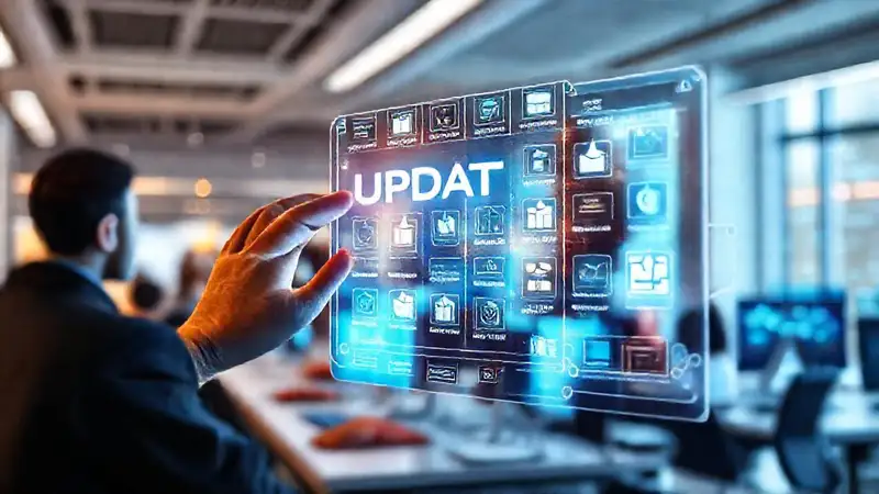 Usuarios modernos usan herramientas digitales brillantes