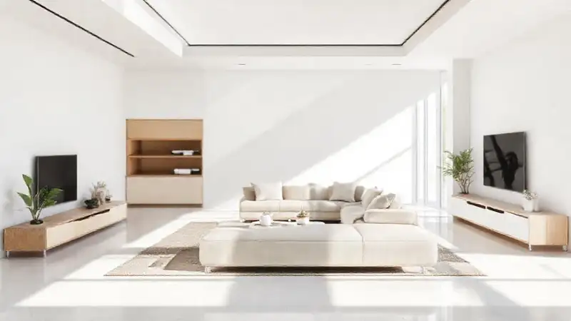 Un espacio minimalista y adaptable se visualiza