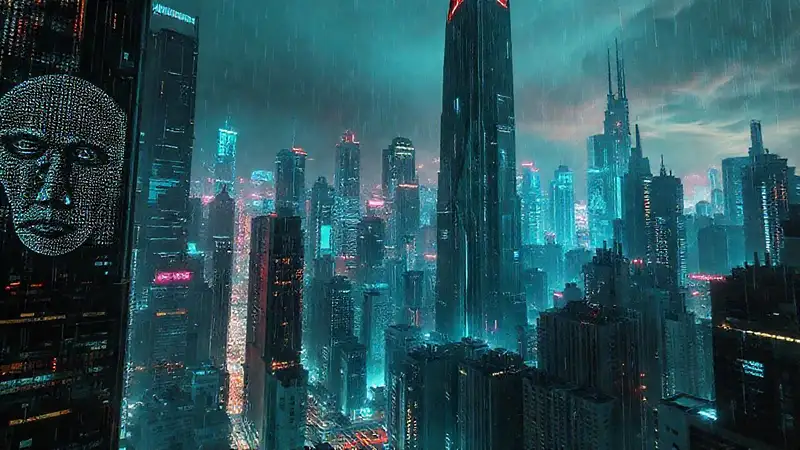 Una ciudad futurista y oscura emerge
