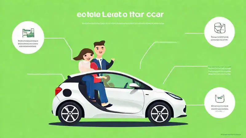 Coche eléctrico subvencionado, diseño moderno y feliz