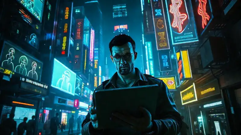 Ciudad cyberpunk futurista y digitalmente intensa