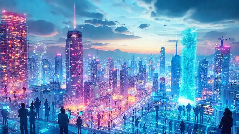 Una ciudad futurista y optimista emerge