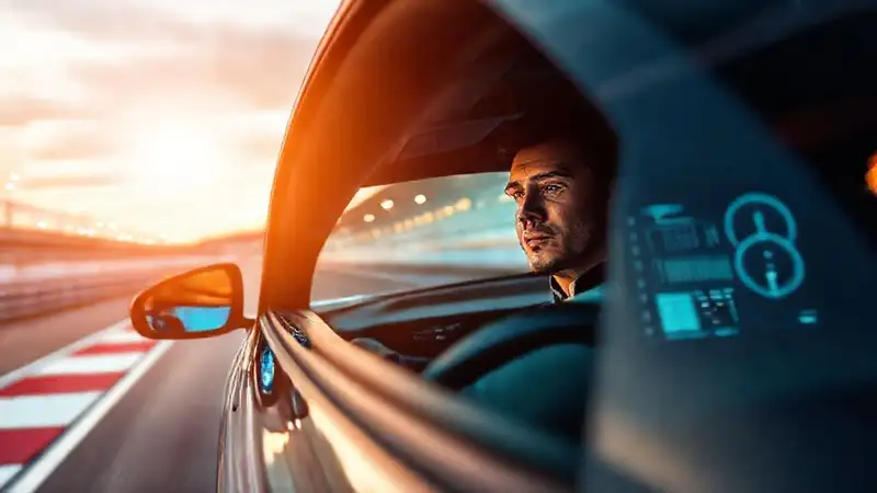 El piloto prueba el coche eléctrico en carrera