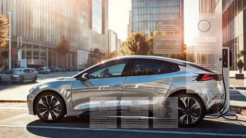 Coche eléctrico moderno, diseño elegante y valor