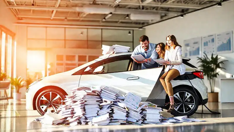 Un coche eléctrico ilumina un futuro feliz