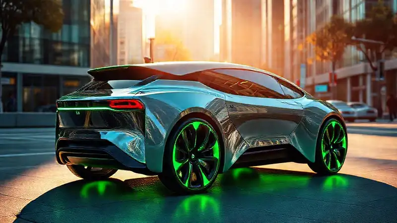 Coche eléctrico futurista y brillante