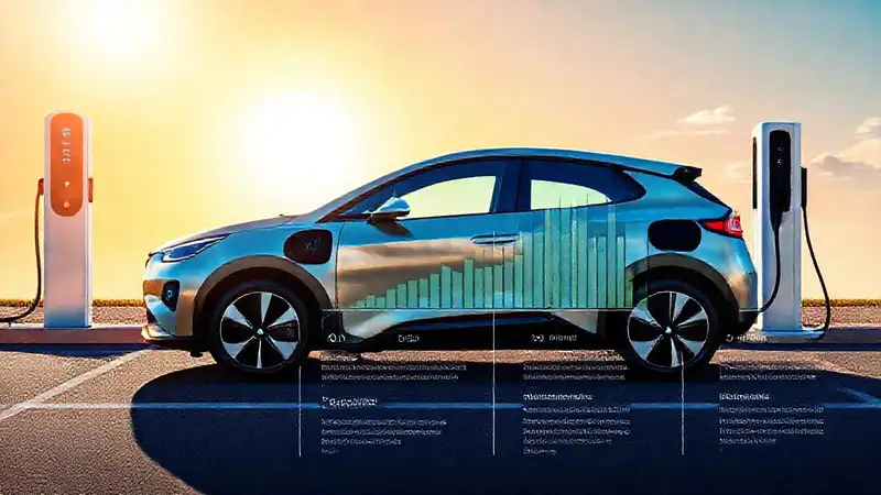 Coche eléctrico se carga bajo el sol