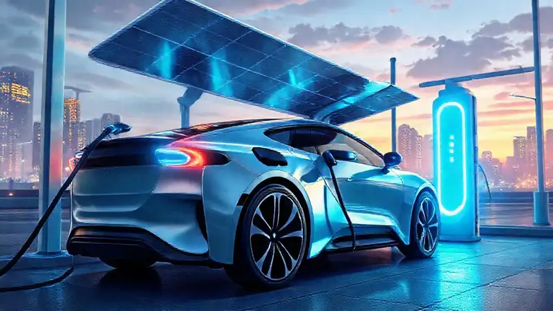 Estación de carga eléctrica futurista y limpia