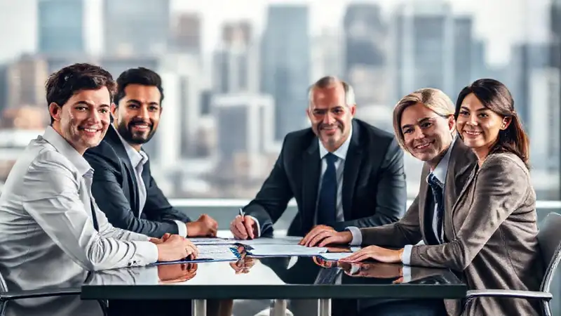 Reunión corporativa, negociación, poder sutil