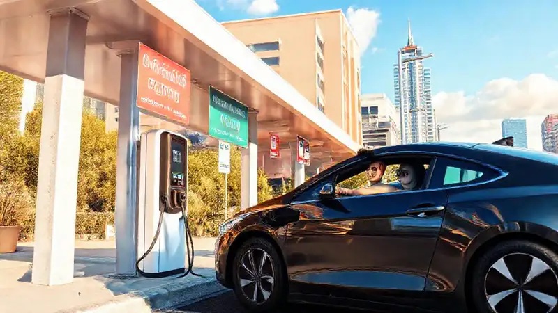 Carga de coches eléctricos en ciudad